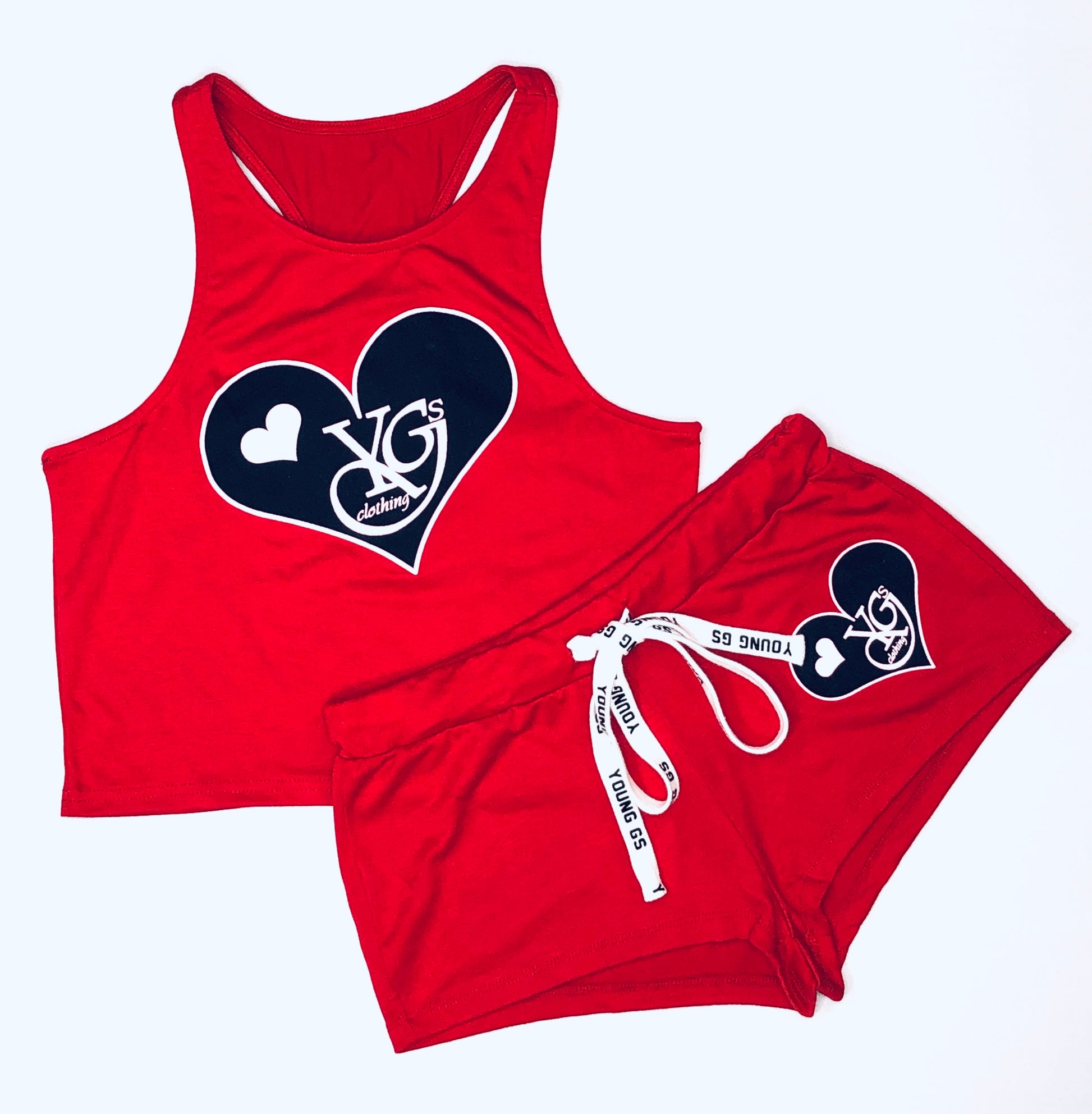 YGSC Heart Logo Crop-Top w/ Booty shorts - Young GS Clothing
