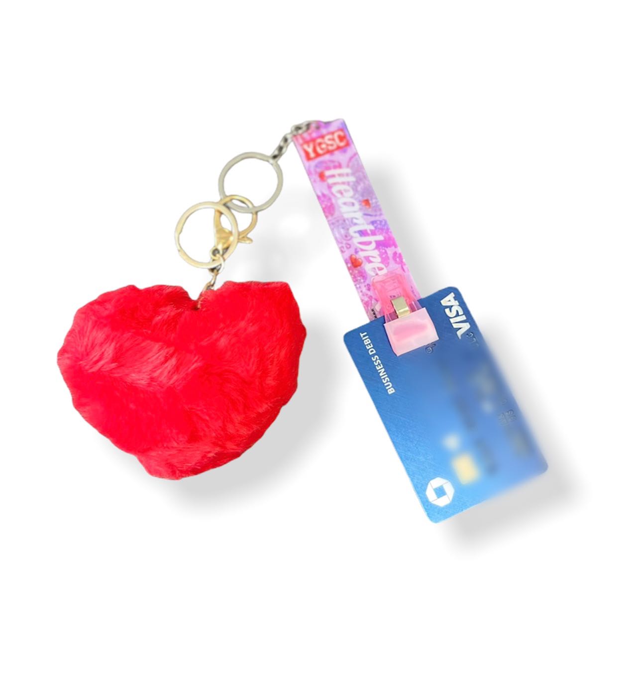 Ladies card grabber for ATM machine with heart puff
