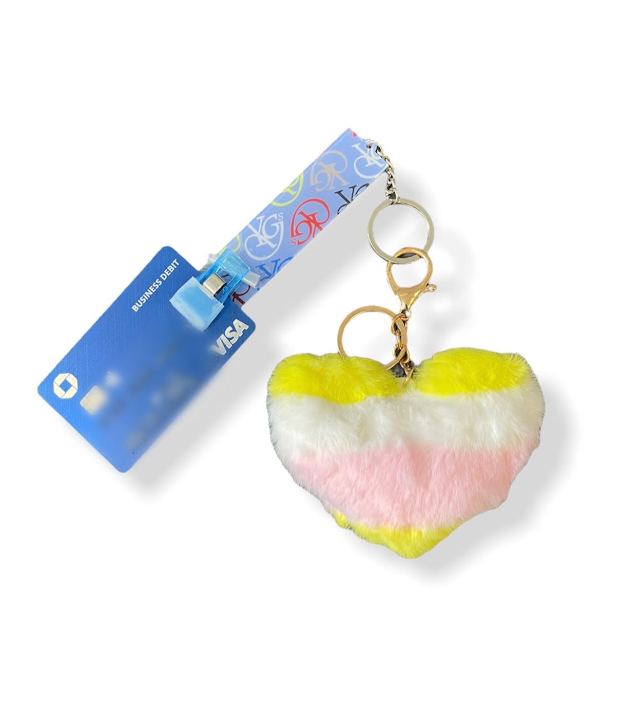 Ladies card grabber for ATM machine with heart puff