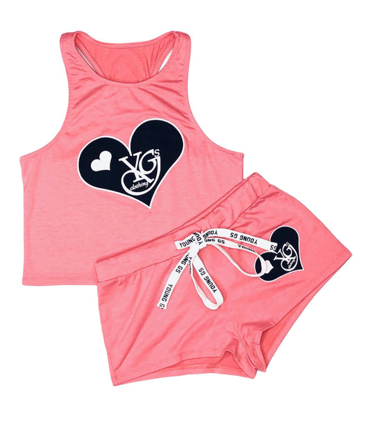 Female YGSC Heart Logo Crop-Top w/ Booty shorts